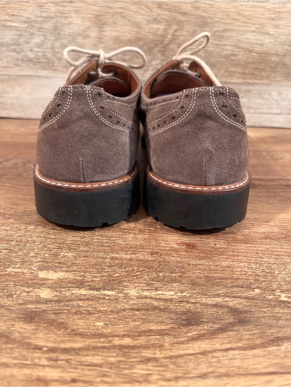 Saks Fifth Avenue Men's Taupe Suede Wingtip Derbies - Picture 6 of 12